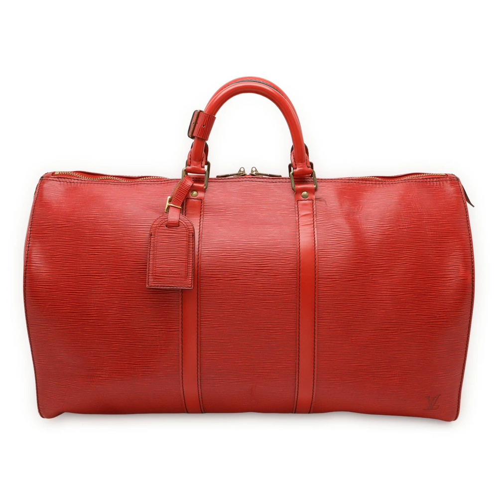 LOUIS VUITTON Epi Keepall Boston Bag Travel Leather Castilian Red